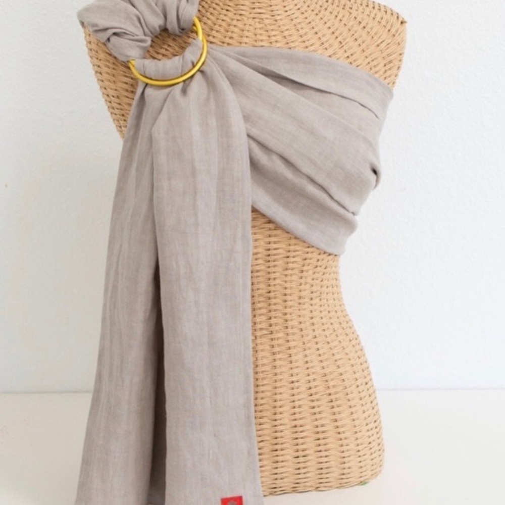 Sakura Bloom 67” Ring Sling - Flax, silver ring